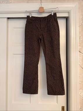 Brown Leopard Print flare crop pants